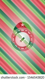 satelite icon inside christmas colors style badge.