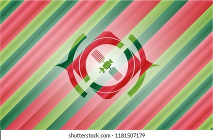 satelite icon inside christmas emblem background.