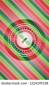 satelite icon inside christmas style emblem.