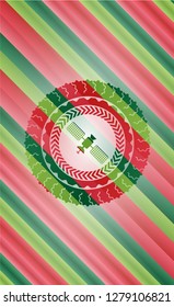 satelite icon inside christmas style badge..