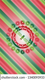 satelite icon inside christmas style badge..