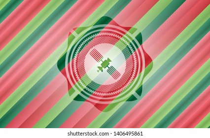 satelite icon inside christmas style emblem.