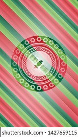 satelite icon inside christmas style emblem.