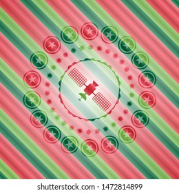 satelite icon inside christmas style badge..