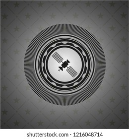 satelite icon inside dark emblem. Retro