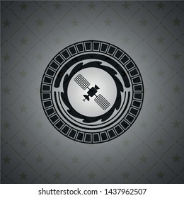 satelite icon inside dark emblem. Retro