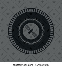 satelite icon inside dark emblem