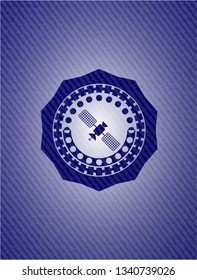 satelite icon inside emblem with jean high quality background