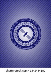 satelite icon inside emblem with jean high quality background