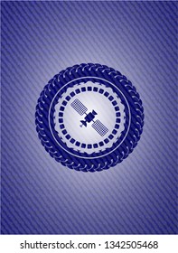 satelite icon inside emblem with jean texture
