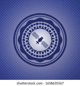 satelite icon inside emblem with jean high quality background
