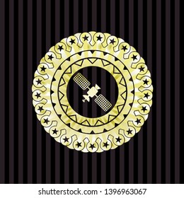 satelite icon inside gold shiny badge
