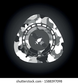 satelite icon inside grey camo texture