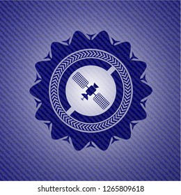 satelite icon inside jean background