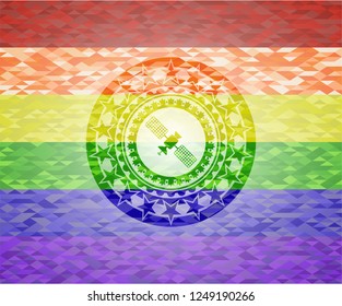 satelite icon inside lgbt colors emblem 