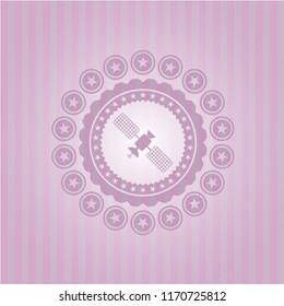 satelite icon inside pink icon or emblem