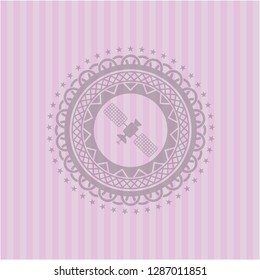 satelite icon inside pink icon or emblem