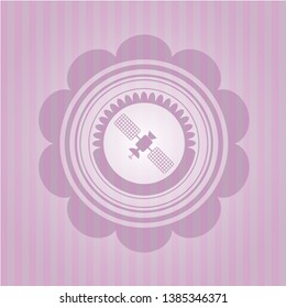 satelite icon inside pink icon or emblem