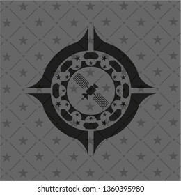 satelite icon inside realistic black emblem