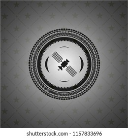 satelite icon inside realistic dark emblem