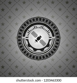 satelite icon inside realistic dark emblem