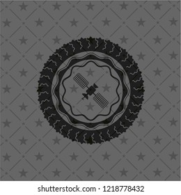satelite icon inside realistic dark emblem