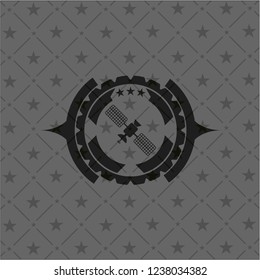 satelite icon inside realistic dark emblem