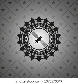 satelite icon inside realistic dark emblem