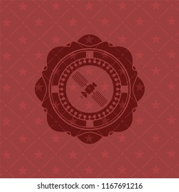 satelite icon inside red emblem. Vintage.
