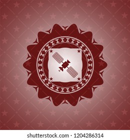 satelite icon inside red emblem. Vintage.