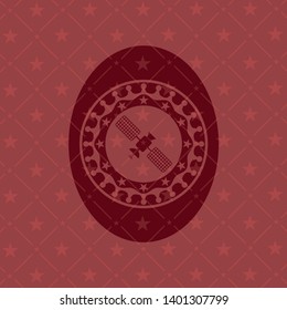 satelite icon inside red emblem. Vintage.