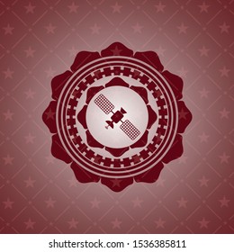satelite icon inside red emblem. Vintage.
