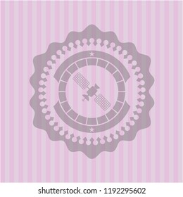 satelite icon inside retro pink emblem