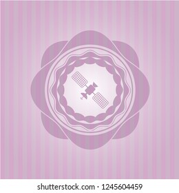 satelite icon inside retro pink emblem