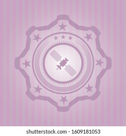 satelite icon inside retro pink emblem