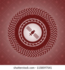 satelite icon inside retro red emblem