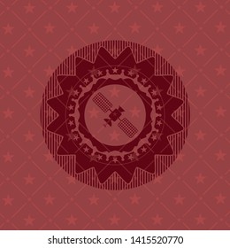 satelite icon inside retro red emblem