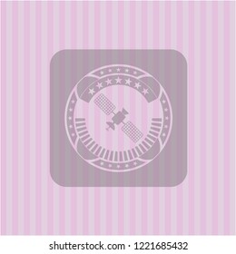 satelite icon inside retro style pink emblem