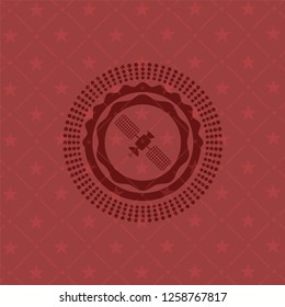 satelite icon inside retro style red emblem