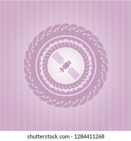 satelite icon inside retro style pink emblem