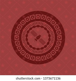 satelite icon inside retro style red emblem
