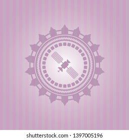 satelite icon inside retro style pink emblem
