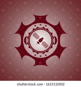 satelite icon inside retro style red emblem