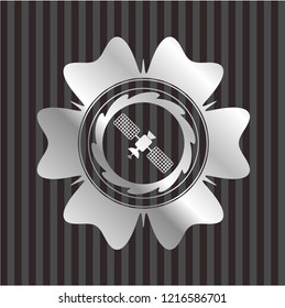satelite icon inside silver badge