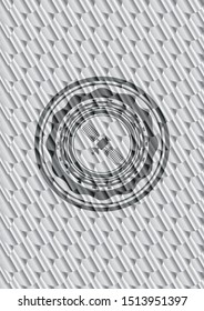 satelite icon inside silver badge or emblem. Scales pattern. Vector Illustration. Detailed.