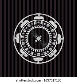 satelite icon inside silver shiny emblem