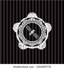 satelite icon inside silvery shiny badge