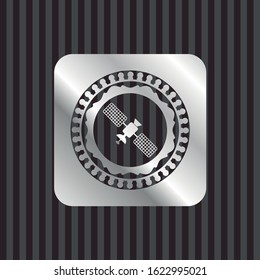 satelite icon inside silvery shiny badge