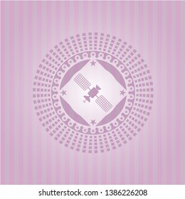 satelite icon inside vintage pink emblem