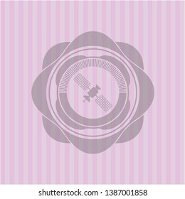 satelite icon inside vintage pink emblem